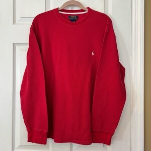 Polo Ralph Lauren Thermal Shirt Red Knit Mens Sz XXL White Pony Preppy Holiday